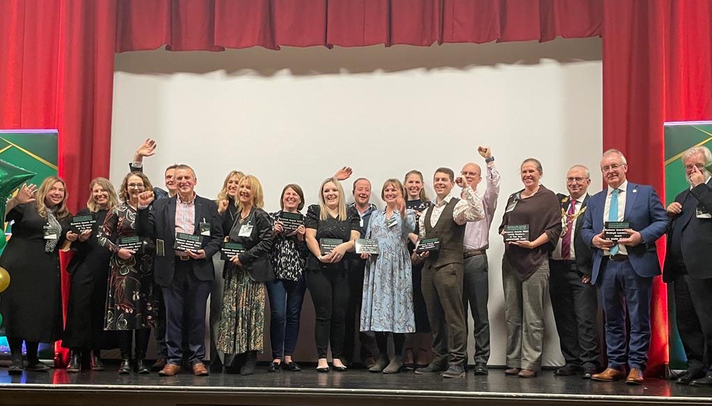 Daniel, Simon and Melissa receiving their award with the other winners on the night!